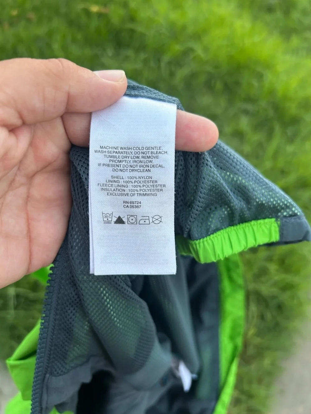 Columbia Bright Green Frog Hood Rain Jacket with Dark Gray Panel